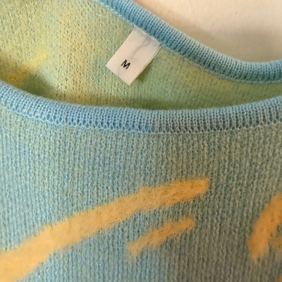 Blue & Yellow Abstract Knit Sleeveless Dress – Soft Stretchy Fit size medium - Picture 8 of 8